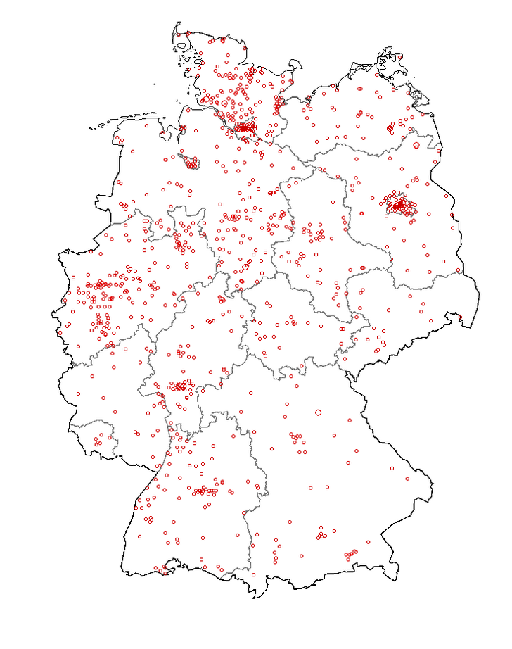 Verteilung des Namens Asmus auf Deutschland